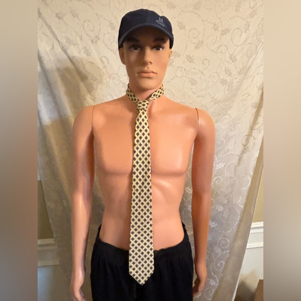 JoS.A.Banks Clothiers Gray and Maroon Diamond-Patterned Yellow Tie